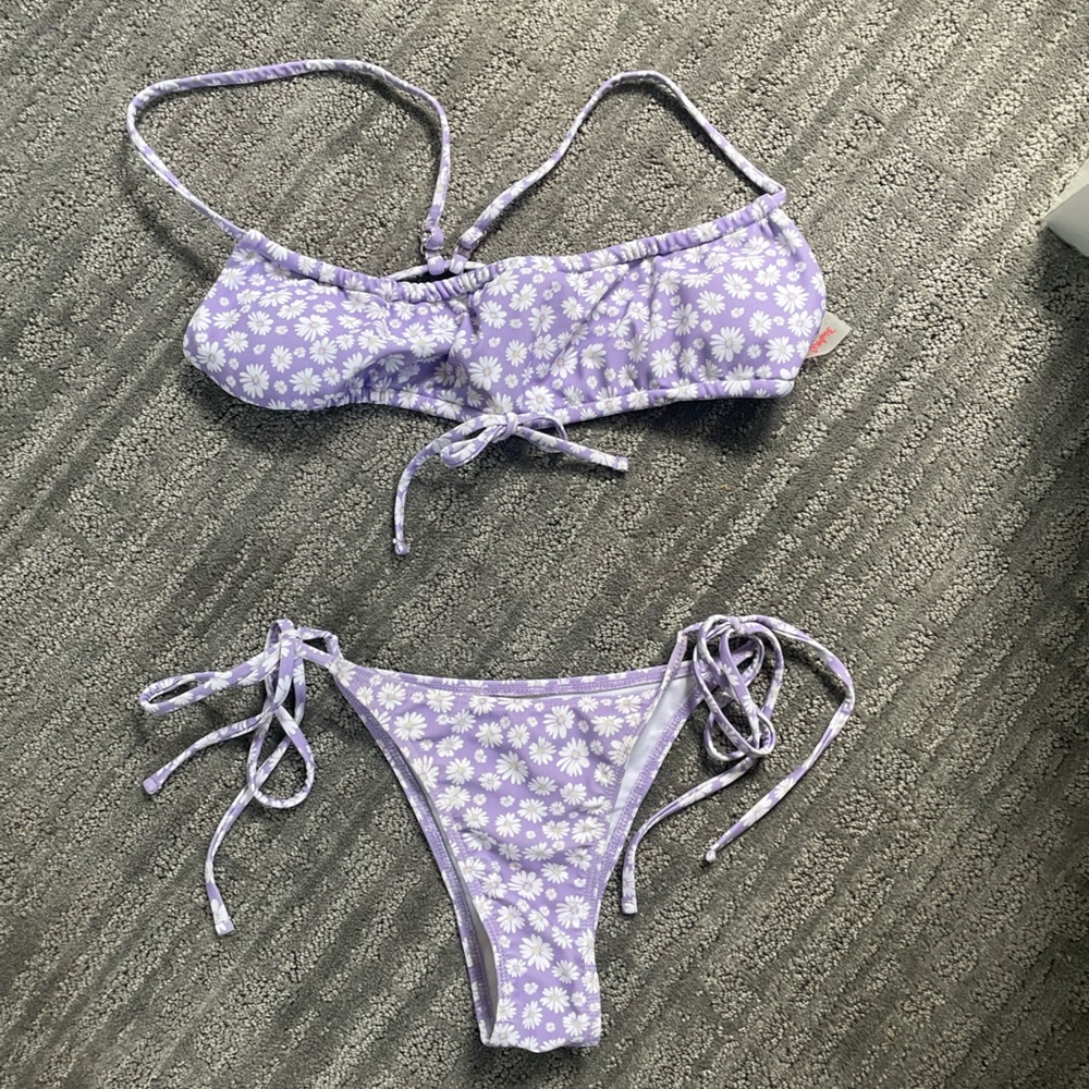 ROMWE Purple Floral Bikini